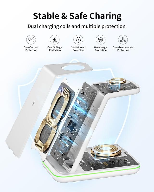 3 in 1 Wireless Charger Station for Samsung, JoyGeek 18W Travel Fast Charging Stand for Galaxy Watch5 Pro 4 3 Active2 1 S23 Ultra S23 S22 S21 S20 Note 20 Z Fold&Flip Series Buds2 Pro, Travel Business Valentine's Day New Year Tech Gift, with 18W adapter