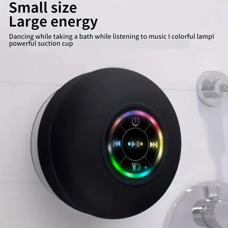 Mini Bluetooth Shower Speaker with LED light, Portable IPX4 Waterproof, Hands-Free Speakerphone. Rechargeable Using Micro USB, Wireless Stereo for Beach, Shower & Home