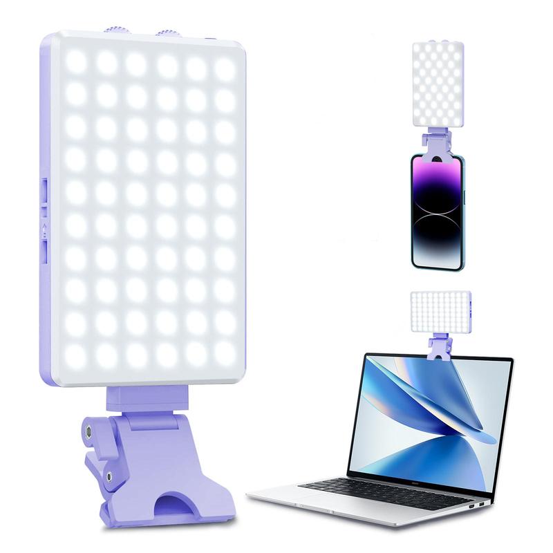 Selfie Light Clip, Adjustable Color Temperature & Brightness, Rechargeable LED Light for Phone, Tablet, Laptop, Makeup, Live-streaming, Summer Essentials