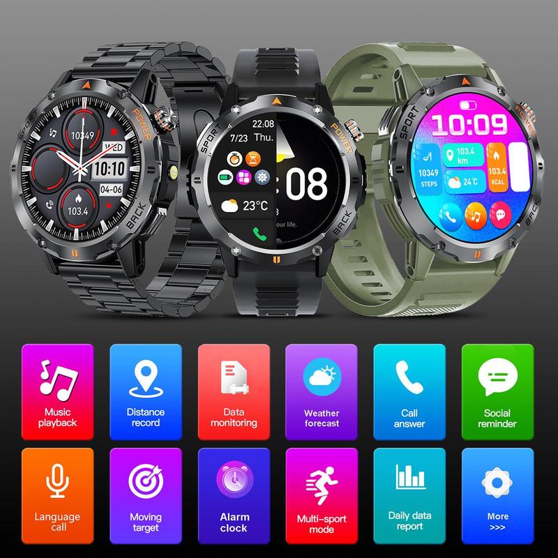 Men's Fashion Full Touch Round Smart Watch, Fashion Digital Watch with Multiple Sports Modes, Sports Fitness Smart Watch for Android iOS, Android Watch, Gadget Watch, Sport Smartwatch