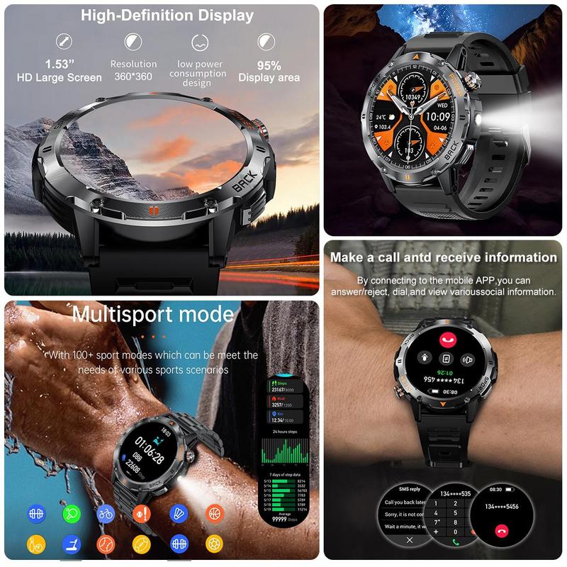 Men's Fashion Full Touch Round Smart Watch, Fashion Digital Watch with Multiple Sports Modes, Sports Fitness Smart Watch for Android iOS, Android Watch, Gadget Watch, Sport Smartwatch