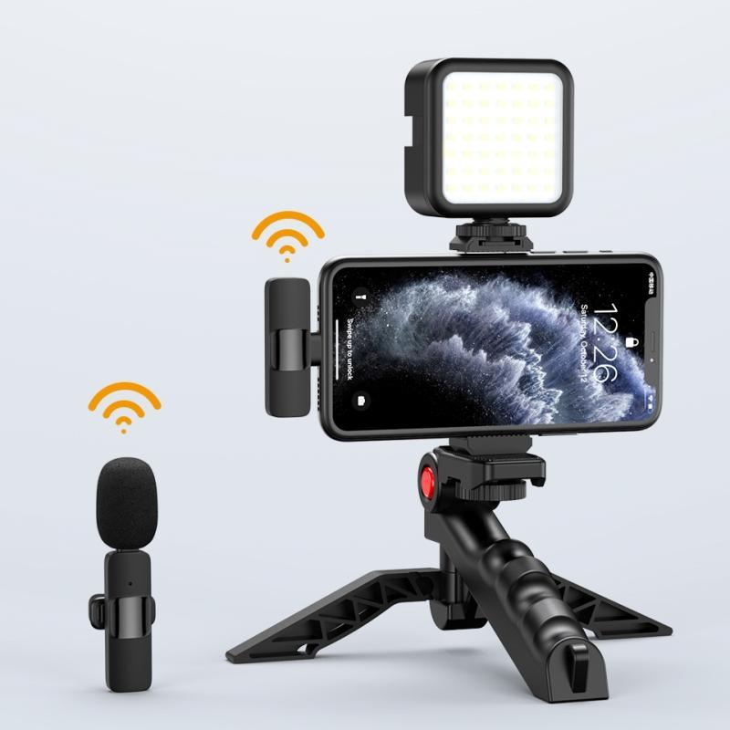 Spring Video Kit with Wireless Microphone for Phone, 1 Set Professional Video Vlog Kit with LED Light & More, Vlogging Kit, Phone Holder Tripod Stand for Laptop, Tablet, Tiktok, YouTube, Facebook, Shooting, Camera Accessories, Stocking Fillers Gift