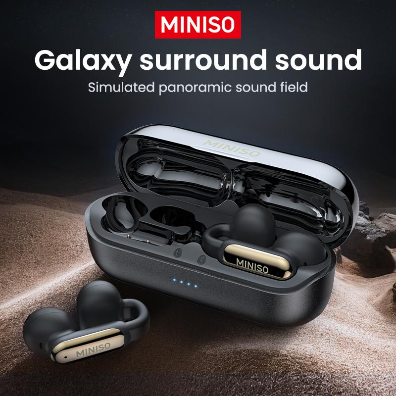 Miniso NEW X36 Ultralight Clip Open Ear Earbuds with HD Mic Immersive Audio Open Ear Wireless Clip on Earbuds for Comfort OpenAudio for Awareness Up to 40 Hours of Battery Life High Resilience Ultra Open Earbuds with IPX5 Waterproof for Running Fitness