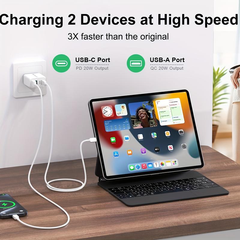 4-Pack 40W USB C Wall Plug+20W Durable Dual Port QC+PD 3.0 Power Adapter 4 Port Fast Charging Block PD 3.0 Multi Port Type C Adapter Cube for iPhone 15 13 13pro 12 12pro XR SE, iPad Pro Mini Air, Google Pixel Pixel 3a  XL 3 2XL