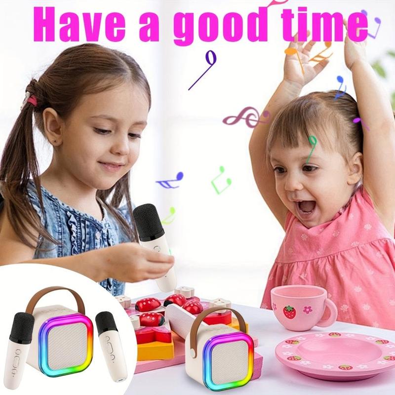 Portable Wireless Speaker with Microphone, USB Rechargeable Wireless Karaoke Machine with LED Light, Mini Speaker for Home Party