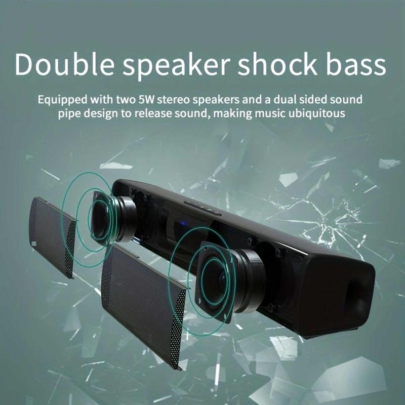 Portable Wireless Speaker, Wireless Bluetooth-compatible Soundbar Speaker with Remote Control, High Definition Dual Speaker for Home & Outdoor, Stocking Fillers Gift