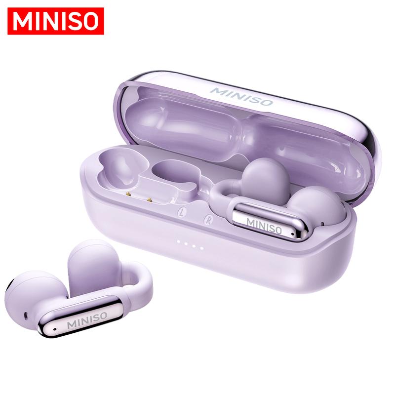 Miniso NEW X36 Ultralight Clip Open Ear Earbuds with HD Mic Immersive Audio Open Ear Wireless Clip on Earbuds for Comfort OpenAudio for Awareness Up to 40 Hours of Battery Life High Resilience Ultra Open Earbuds with IPX5 Waterproof for Running Fitness