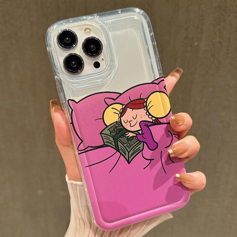 Cartoon Girl Pattern Phone Case, Anti-drop Clear Phone Cases, Decorative Phone Protector Cover Compatible with iPhone 11 12 13 14 15 Pro Max, Unique Phone Cases for iPhone 16 Pro Case