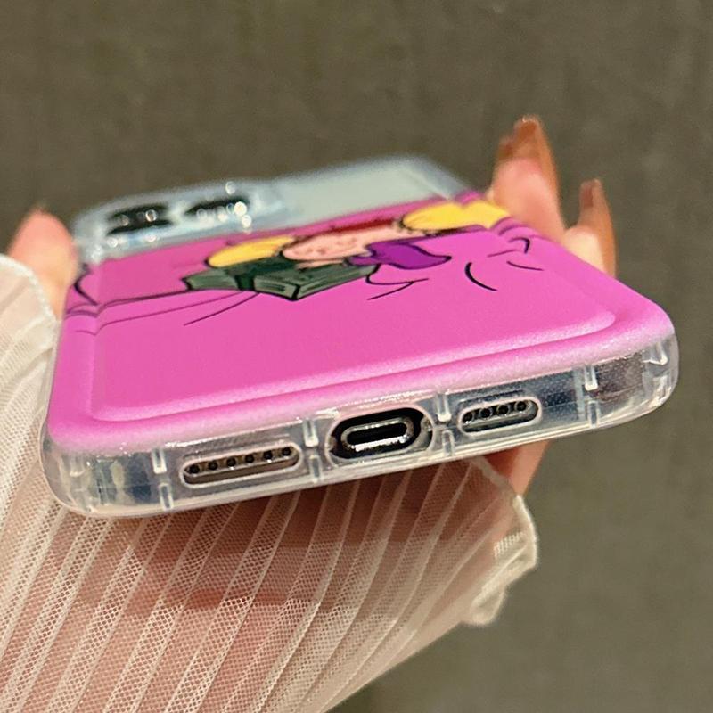 Cartoon Girl Pattern Phone Case, Anti-drop Clear Phone Cases, Decorative Phone Protector Cover Compatible with iPhone 11 12 13 14 15 Pro Max, Unique Phone Cases for iPhone 16 Pro Case