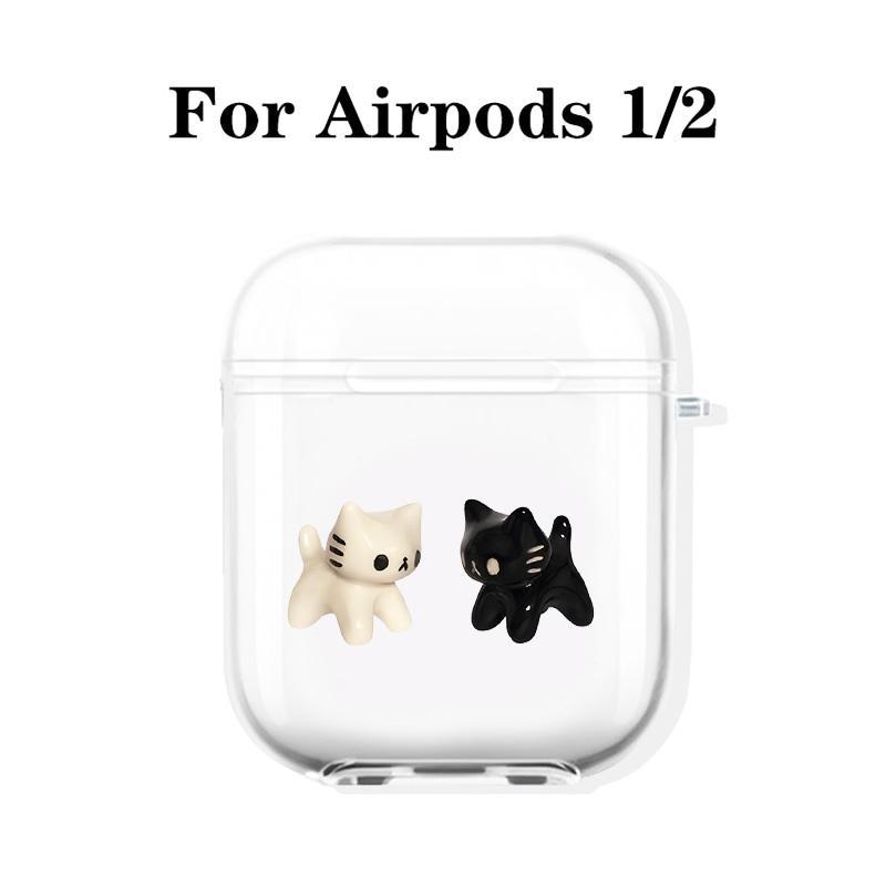 Adorable Cat Design Earphone Case with Hiking Buckle, Shockproof & Anti-Fall TPU Earphone Cover for AirPods 1 2, 3, Pro, Pro 2, Gift for Friend