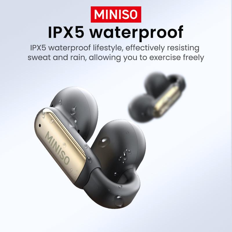 Miniso NEW X36 Ultralight Clip Open Ear Earbuds with HD Mic Immersive Audio Open Ear Wireless Clip on Earbuds for Comfort OpenAudio for Awareness Up to 40 Hours of Battery Life High Resilience Ultra Open Earbuds with IPX5 Waterproof for Running Fitness