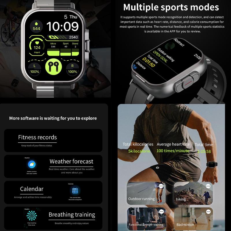 EFFEOKKI 2 in 1 Smart Watch with Earbuds, 1 Count Fashion Digital Watch with Sleep Tracking, Sports Watch for Women & Men for iPhone Android