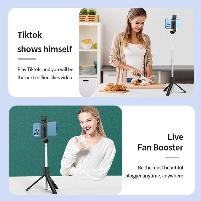 Portable Selfie Stick Tripod, 1 Count Handheld Selfie Stick with Fill Light, 360 Degree Rotatable Phone Tripod, Universal Phone Accessories for Live Streaming