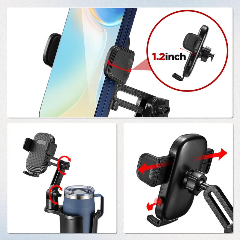 Cup Holder Phone Mount for Car,Upgraded 2 in 1 Car Cup Phone Holder Expander with Adjustable Base,360 Degree Rotation, Cup Phone Holder for Car Compatible iPhone,Samsung & All Smartphones