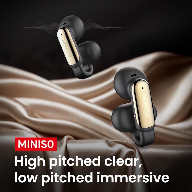 Miniso NEW X36 Ultralight Clip Open Ear Earbuds with HD Mic Immersive Audio Open Ear Wireless Clip on Earbuds for Comfort OpenAudio for Awareness Up to 40 Hours of Battery Life High Resilience Ultra Open Earbuds with IPX5 Waterproof for Running Fitness