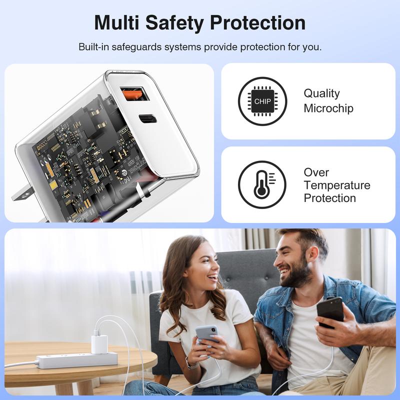 4-Pack 40W USB C Wall Plug+20W Durable Dual Port QC+PD 3.0 Power Adapter 4 Port Fast Charging Block PD 3.0 Multi Port Type C Adapter Cube for iPhone 15 13 13pro 12 12pro XR SE, iPad Pro Mini Air, Google Pixel Pixel 3a  XL 3 2XL