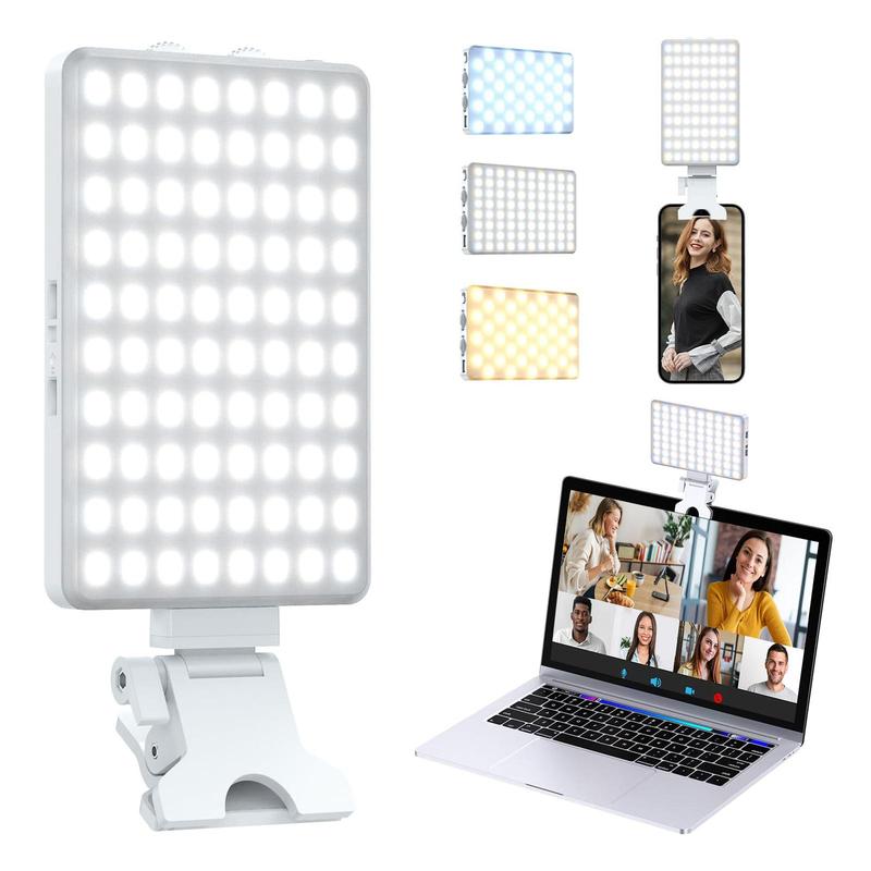 Selfie Light Clip, Adjustable Color Temperature & Brightness, Rechargeable LED Light for Phone, Tablet, Laptop, Makeup, Live-streaming, Summer Essentials