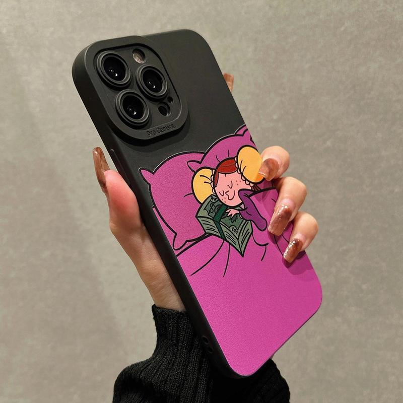 Cartoon Girl Pattern Phone Case, Anti-drop Clear Phone Cases, Decorative Phone Protector Cover Compatible with iPhone 11 12 13 14 15 Pro Max, Unique Phone Cases for iPhone 16 Pro Case