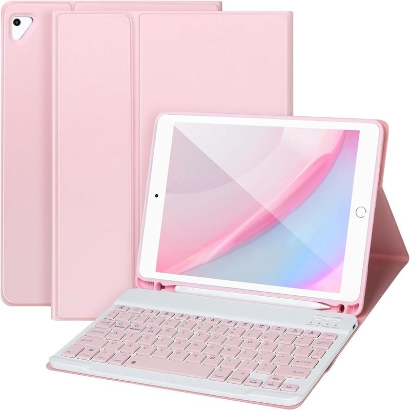 iPad Keyboard Case 9.7'' for iPad 6th Gen 2018,iPad 5th Gen 2017, Keyboard for iPad Air 2 1,Pro 9.7'',Case with Keyboard iPad 6th gen,iPad Keyboard Case 6th Gen with Pencil Holder,Pink