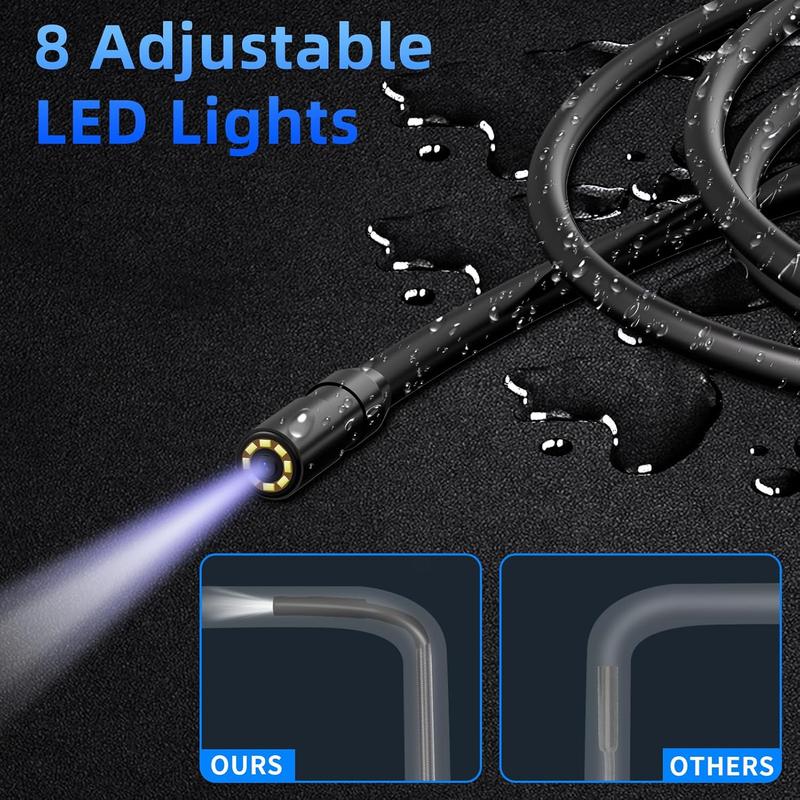 Endoscope Camera with Light - IP67 Waterproof Borescope Camera with 8 Adjustable LED Lights | 4.3