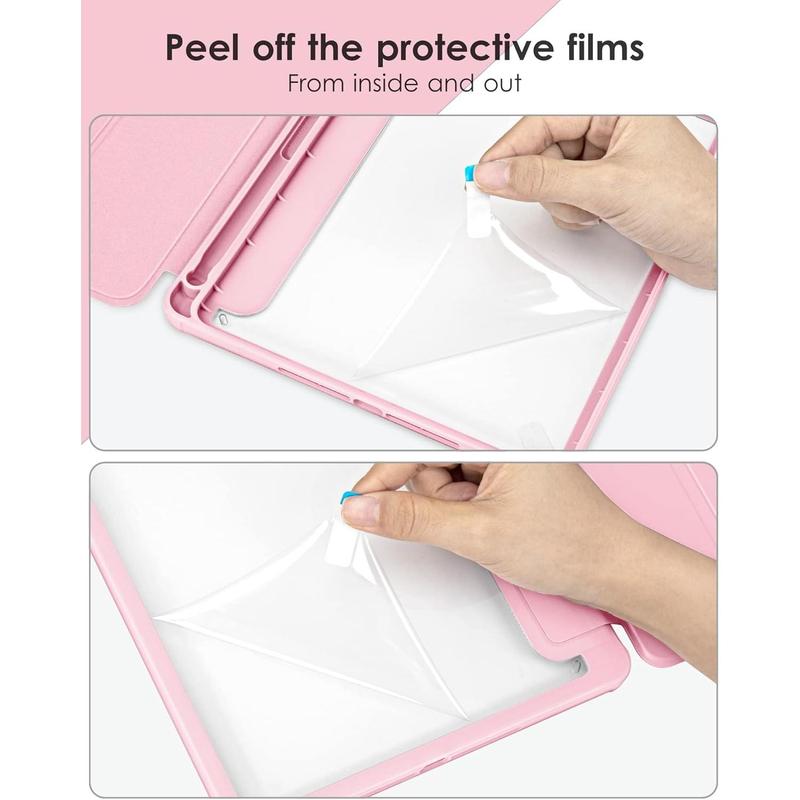 Case for iPad 9th   8th   7th Generation 10.2 inch (2021 2020 2019 Released), Clear Back, TPU Shockproof Frame Cover[Built-in Pencil Holder,Support Auto Sleep Wake] for ipad 10.2 - Pink Accessories Computer