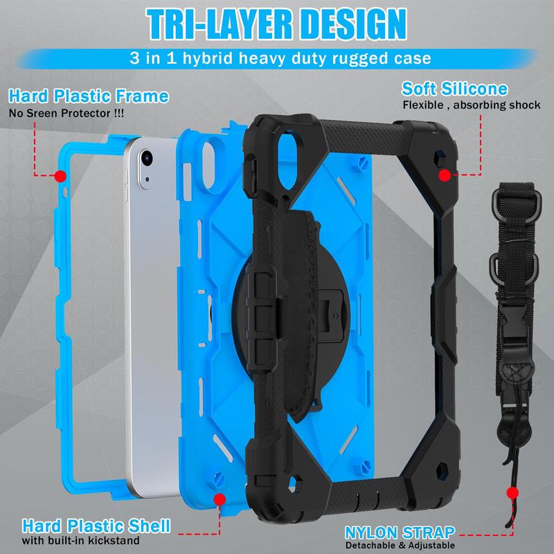 Shockproof Tablet Case with Handle, Full Body Rugged Tablet Protective Cover, Tablet Protector Compatible with iPad 7.9 8.3 9.7 10.2 10.5 11 12.9 Inch