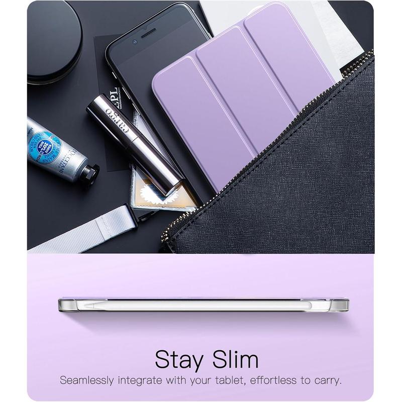 Case for iPad Mini 7 A17 Pro 8.3-inch 2024, iPad Mini 6th Generation Case, Slim Translucent Hard Back Folio Cover Support Touch ID & Apple Pencil Charging, Auto Wake Sleep - Taro Purple