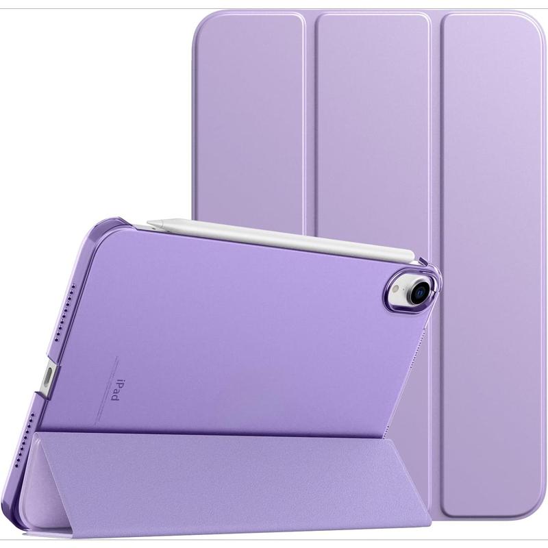 Case for iPad Mini 7 A17 Pro 8.3-inch 2024, iPad Mini 6th Generation Case, Slim Translucent Hard Back Folio Cover Support Touch ID & Apple Pencil Charging, Auto Wake Sleep - Taro Purple