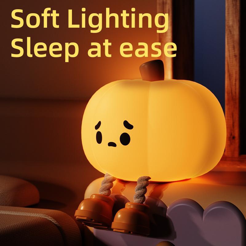 Pumpkin Shaped Night Light, Cute Cartoon Silicone Night Light, USB Rechargeable Bedside Light For Bedroom, Living Room, Kids Room