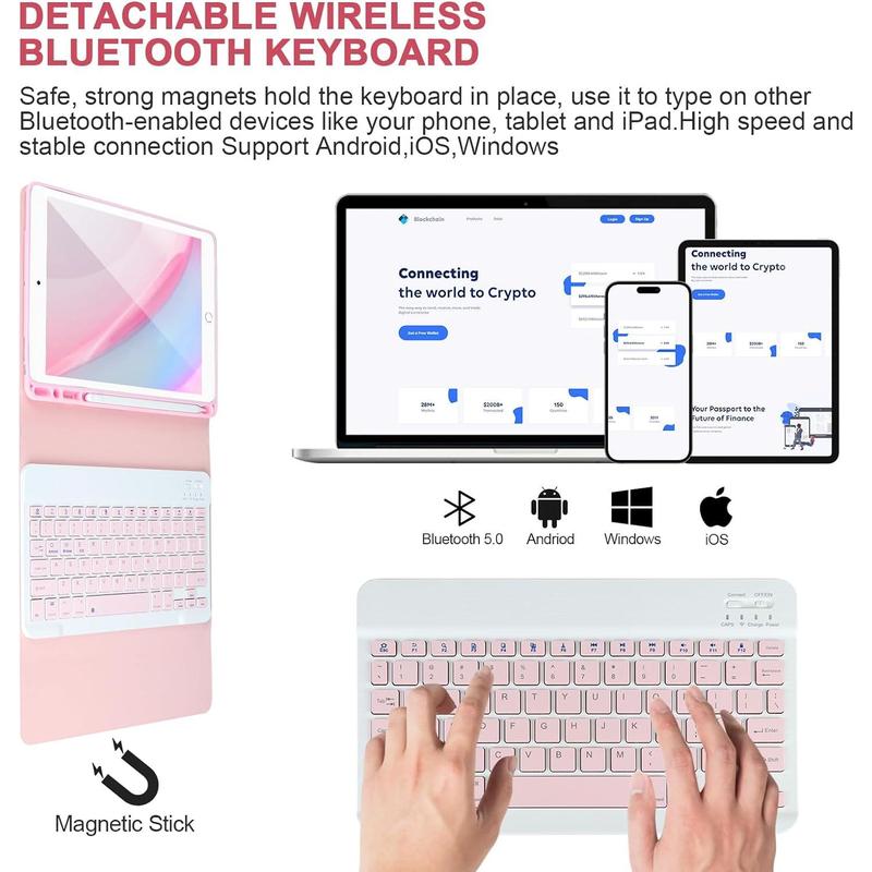 iPad Keyboard Case 9.7'' for iPad 6th Gen 2018,iPad 5th Gen 2017, Keyboard for iPad Air 2 1,Pro 9.7'',Case with Keyboard iPad 6th gen,iPad Keyboard Case 6th Gen with Pencil Holder,Pink