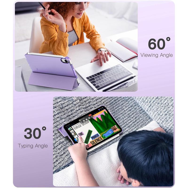 Case for iPad Mini 7 A17 Pro 8.3-inch 2024, iPad Mini 6th Generation Case, Slim Translucent Hard Back Folio Cover Support Touch ID & Apple Pencil Charging, Auto Wake Sleep - Taro Purple