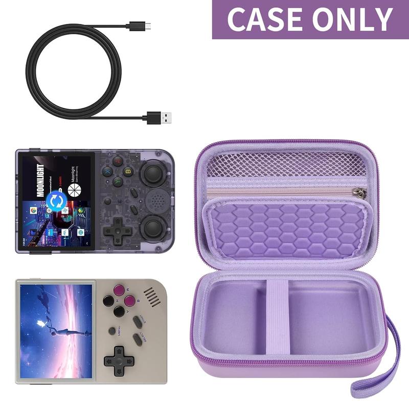 Travel case compatible with rg353v rg353vs retro handheld game console, handheld emulator storage holder organizer, Android game console carrying bag (box only) (purple)