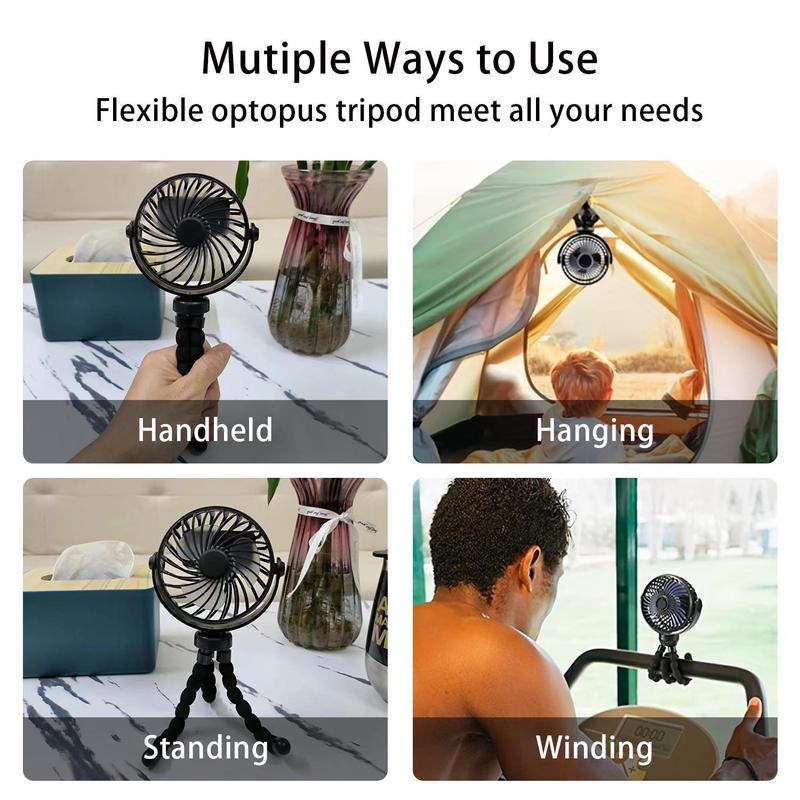 Portable USB Rechargeable Silent 3 Speed Adjustable Mini Fan, Multipurpose Foldable Desktop Fan, Outdoor Sports Handheld Fan, Multifunctional 8-leg Fan