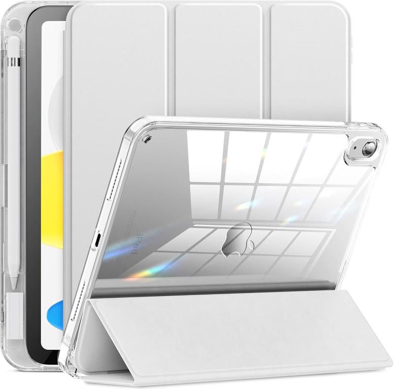 Compatible with iPad 10th Generation Case 2022, iPad Case 10th Generation 10.9 Inch, Full Crystal Clear with Slot for Pencil & Charging Adapter, Silver Cover Protection Computer Tablet Transparent Casing