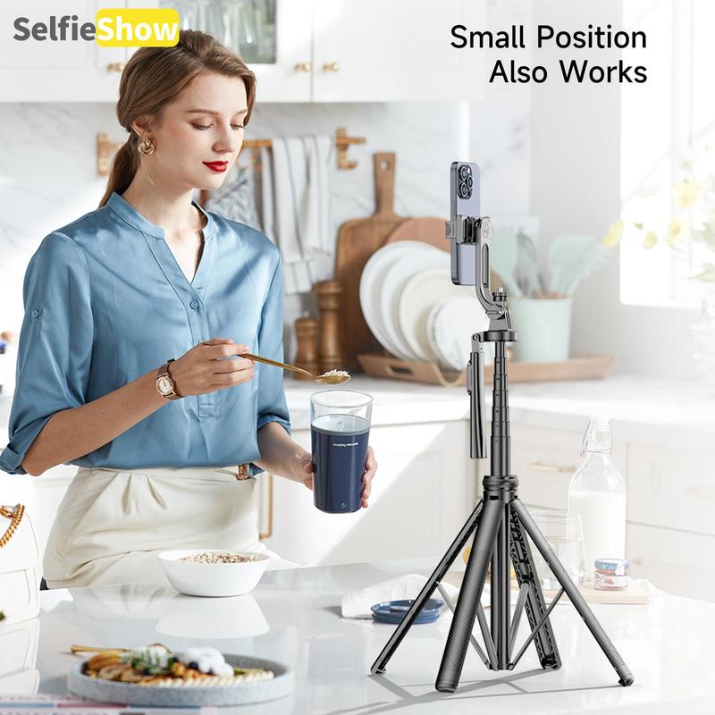 Adjustable Quadrupod Selfie Stick, 360° Panoramic Shooting Selfie Stick with Balanced Handle, Compatible with Android iOS, Sports Cameras, Digital Cameras