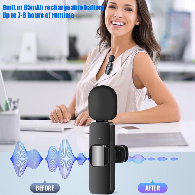 Wireless Lavalier Microphone, Omnidirectional Condenser Recording Mic, Cordless Mini Microphones, Portable Wireless Microphones, Portable Mini Mics for Android iPhone iPad, Streaming Equipment