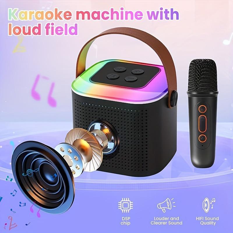 Portable Wireless Speaker with Microphone, Rechargeable Wireless Speaker with LED Light, Portable Karaoke, Outdoor Speaker for Home, Party, Camping