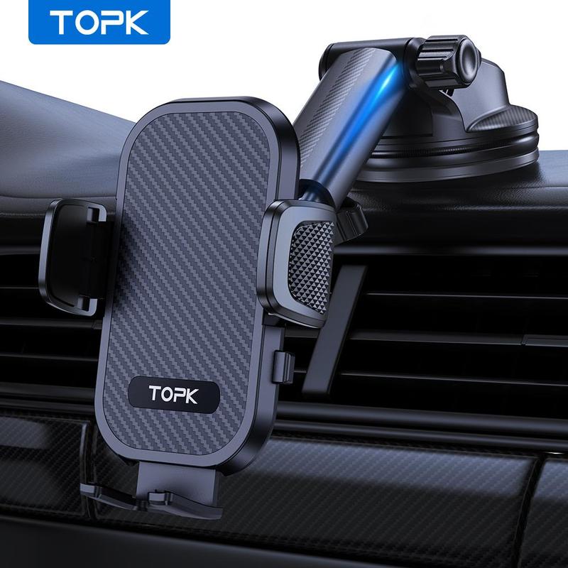 TOPK Car Phone Holder, Adjustable Car Phone Mount, 360° Rotation Car Phone Holder for 4.0-7.0 inch Phones, Universal Car Interior Accessories