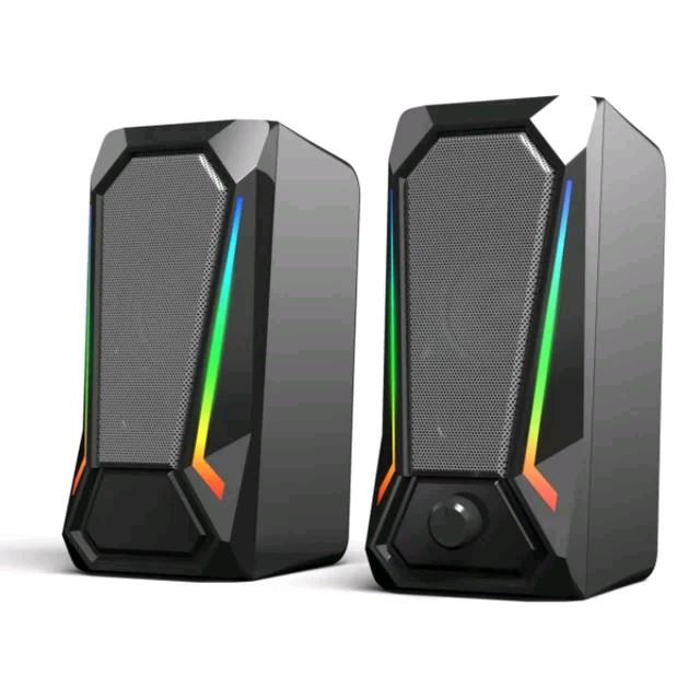 FT Computer Speakers, Desktop Speakers with 6 Colorful RGB Lights, Volume Control PC Speakers, USB Powered Gaming Speakers with 3.5mm Aux Cable for PC Monitor Laptop Tablet Phone