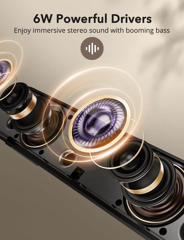 Computer Speakers Retro Desktop PC Speakers with Wood Grain, Loud Stereo Sound, 3.5mm AUX, USB Powered Gaming Speaker, Portable Mini Sound Bar Speaker for PC Monitor Laptop Tablet