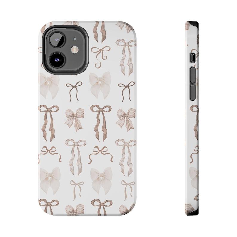 Soft Beige Coquette Phone Case, Bow Phone Case, Soft Girl Aesthetic, iPhone 16 15 14 13 12 11 Pro Max 8 Plus X Samsung Galaxy S24 S23 Ultra