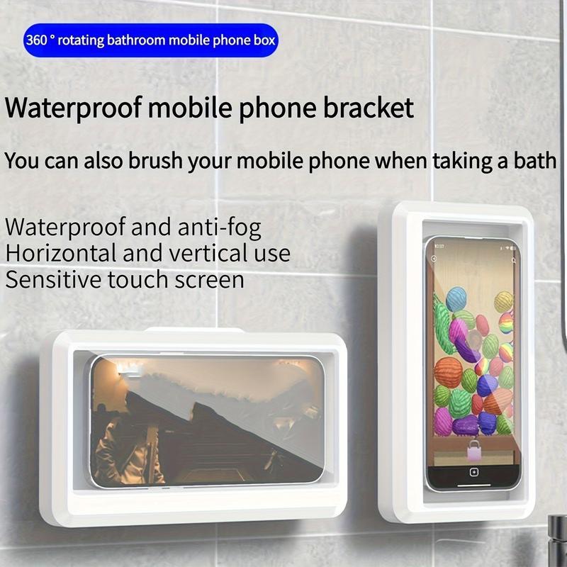 Premium Waterproof Shower phone holder-360 ° rotating, anti-fog touch screen, wall mount for bathrooms-secure fit for 4 to 7 devices-2