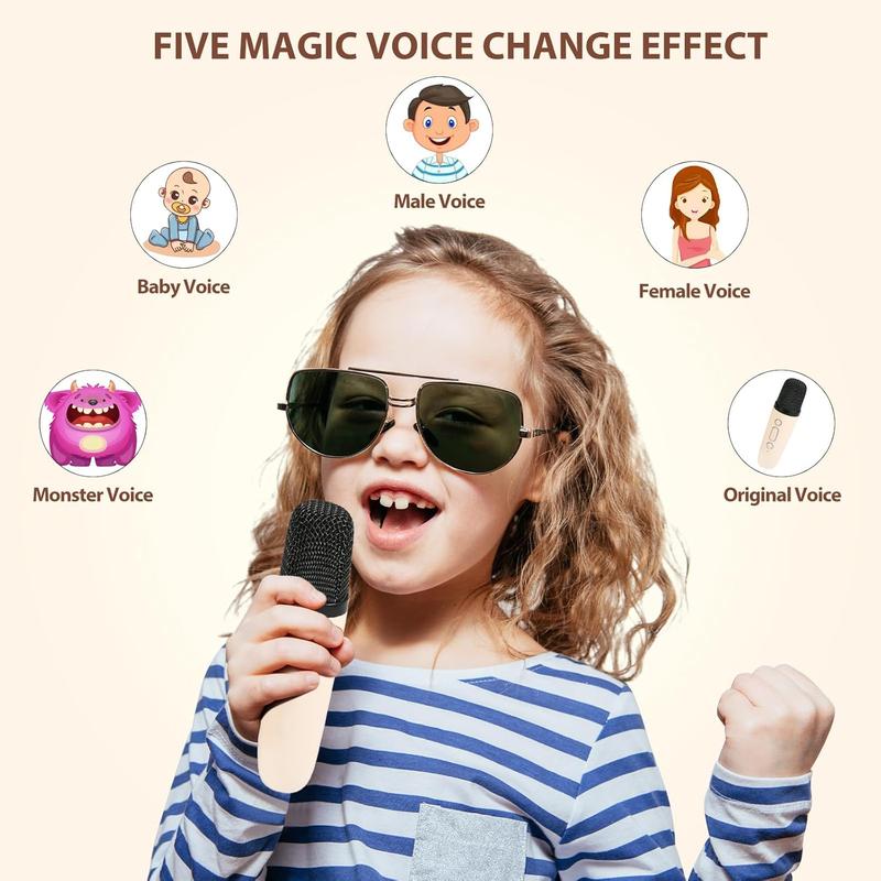 Karaoke Machine for Kids Adults, Mini Karaoke Machine with Wireless Microphone, Portable Bluetooth Speaker with Voice Changing Effects  Audio Compact