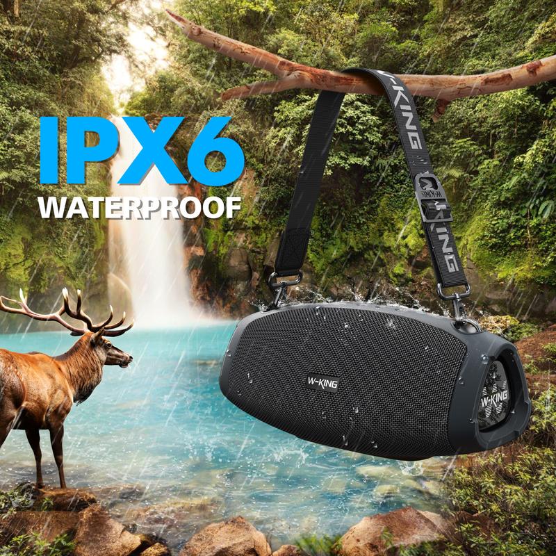 W-KING 70W (90W Peak) Portable Loud Bluetooth Speakers with Wireless Microphone, Portable Outdoor Speakers Bluetooth Wireless Waterproof, Triple Passive Radiators-Deep Bass Hi-fi DSP Power Bank TF AUX EQ Opener