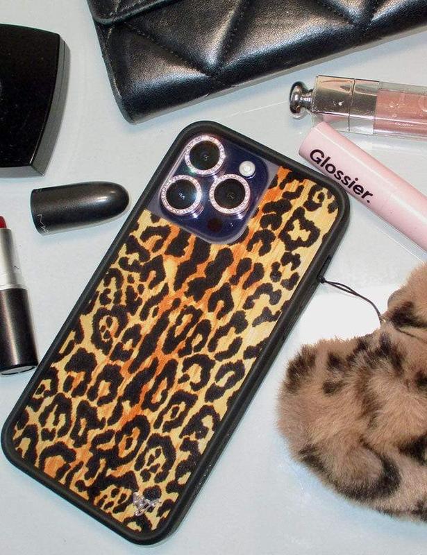 Fuzzy Leopard Heart w  WF Charm Accessories Phone