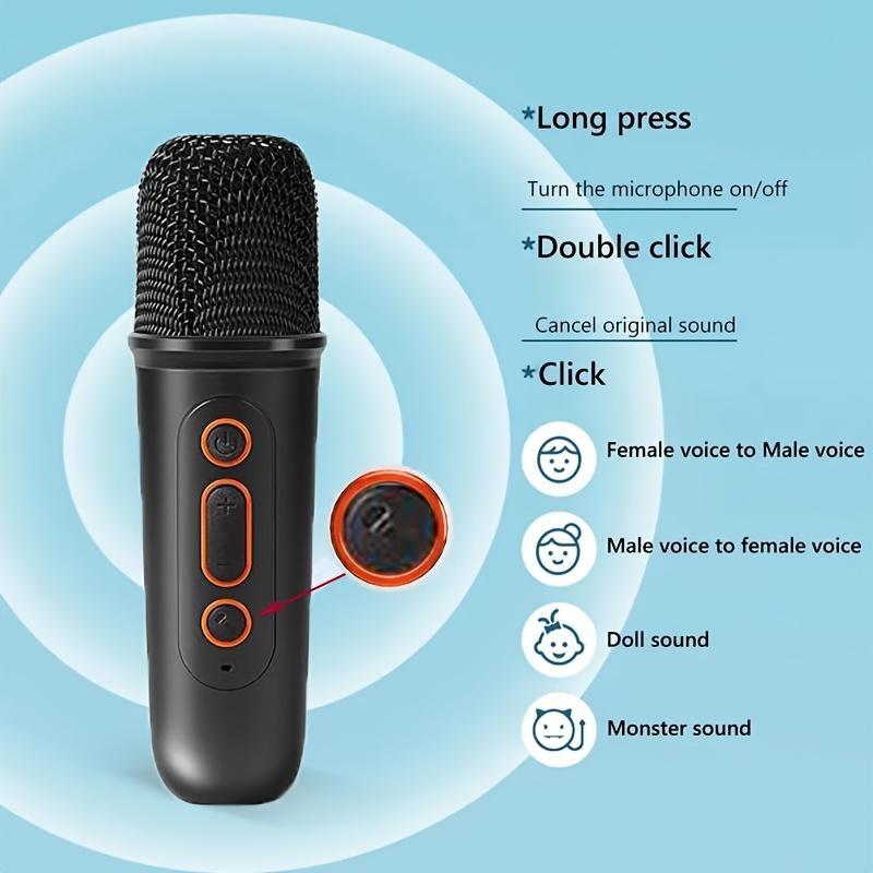 Portable Wireless Speaker with Microphone, Rechargeable Wireless Speaker with LED Light, Portable Karaoke, Outdoor Speaker for Home, Party, Camping