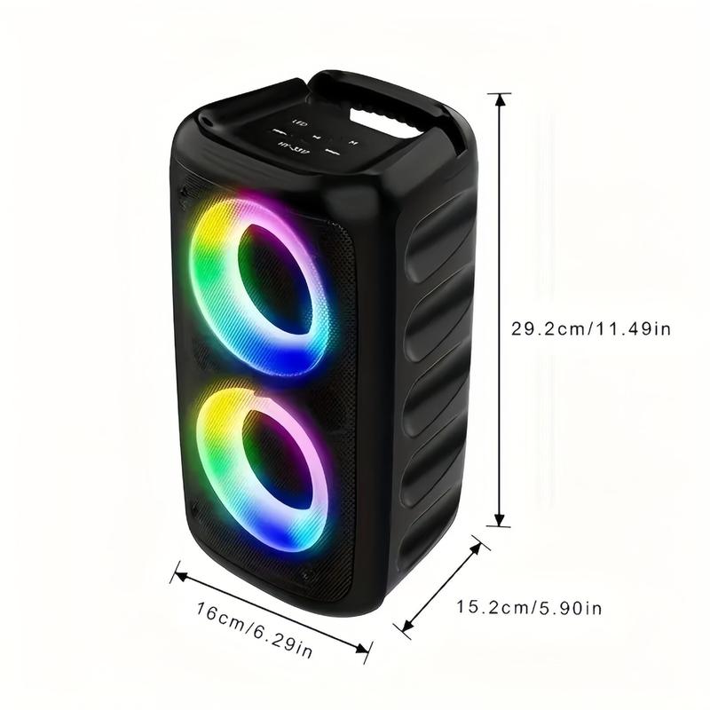 Portable Wireless Speaker, Rechargeable Speaker with Microphone, RGB Light Speaker for Outdoor Party, Camping, FM MP3 Speaker