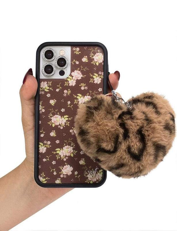 Fuzzy Leopard Heart w  WF Charm Accessories Phone