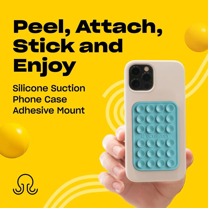 Silicone Suction Phone Case Adhesive Mount - Hands-Free, Strong Grip Holder for Selfies & Videos - Durable, Easy to Use - iPhone & Android Compatible - 2.25″ x 3.25″, Baby Blue Multifunctional Silicone