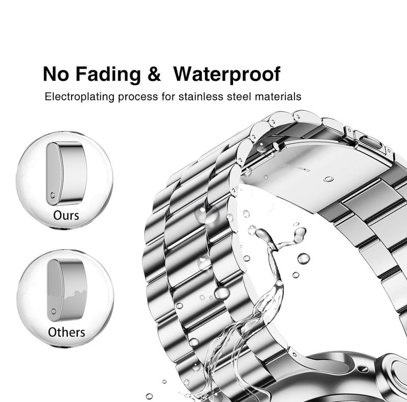 Stainless Steel Apple Watch Band and Case for Men and Women, Compatible with 45mm, 44mm, and 42mm Apple Watches, Suitable for Series 9 8 7 6 5 4 3 2 1 SE SE2 (Silver, 42mm 44mm 45mm) Accessories Wearable